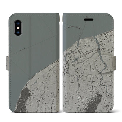 【江南（新潟県）】地図柄iPhoneケース（手帳タイプ）モノトーン・iPhone XS / X 用