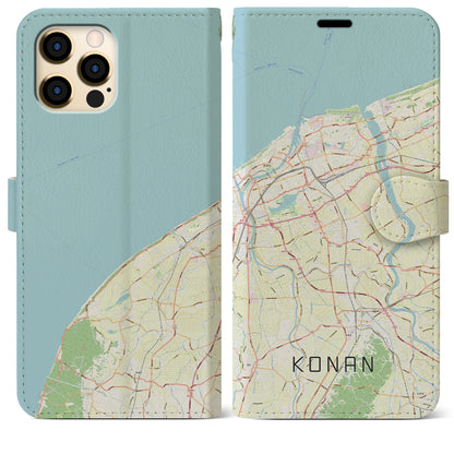 【江南（新潟県）】地図柄iPhoneケース（手帳タイプ）ナチュラル・iPhone 12 Pro Max 用