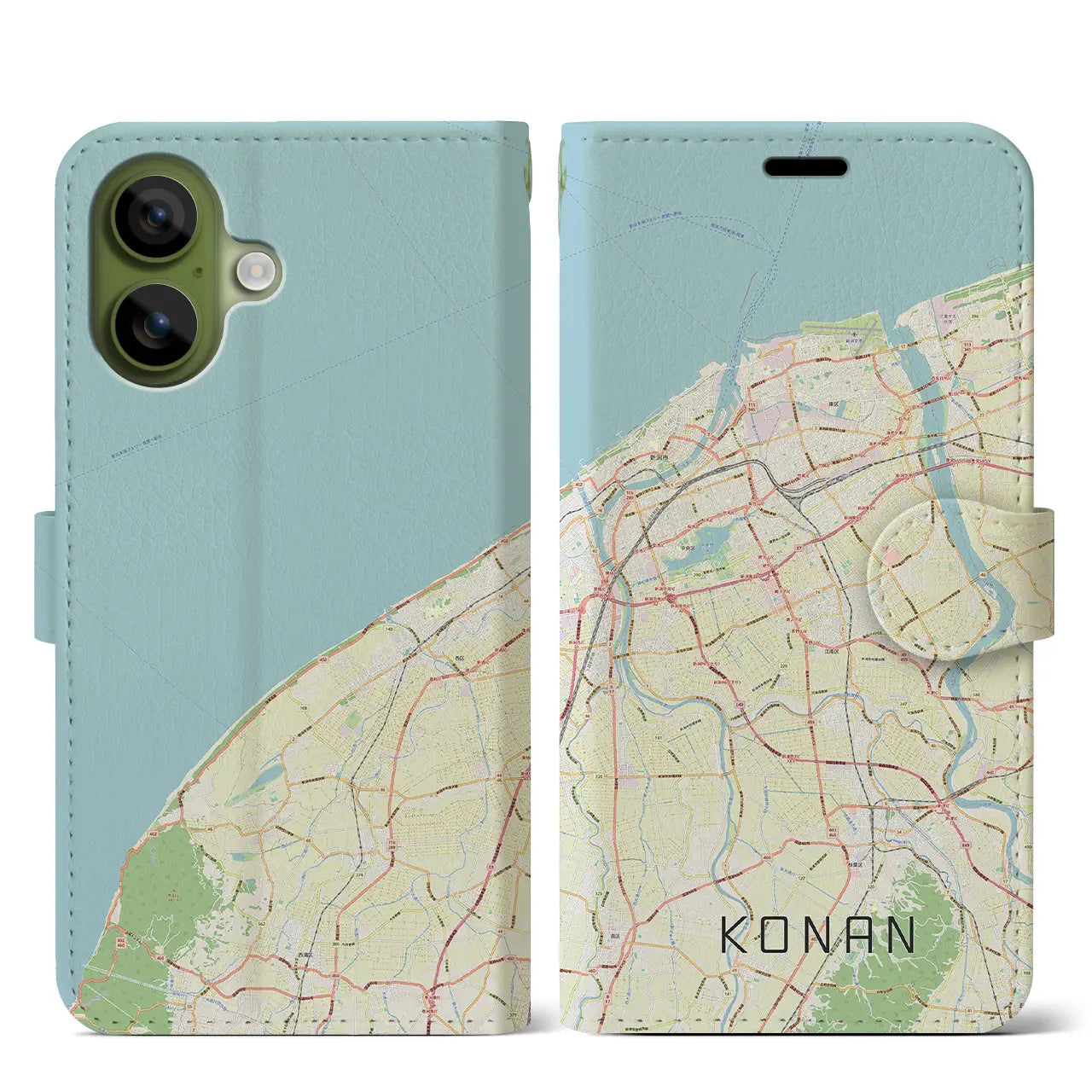 【江南（新潟県）】地図柄iPhoneケース（手帳タイプ）