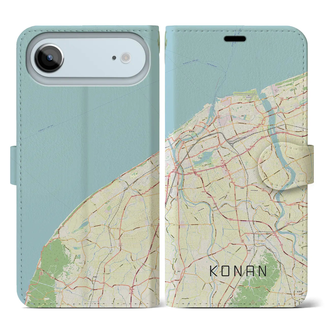 【江南（新潟県）】地図柄iPhoneケース（手帳タイプ）