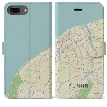【江南（新潟県）】地図柄iPhoneケース（手帳タイプ）ナチュラル・iPhone 8Plus /7Plus / 6sPlus / 6Plus 用