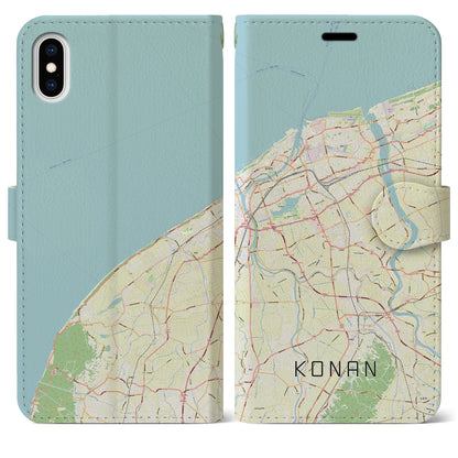 【江南（新潟県）】地図柄iPhoneケース（手帳タイプ）ナチュラル・iPhone XS Max 用