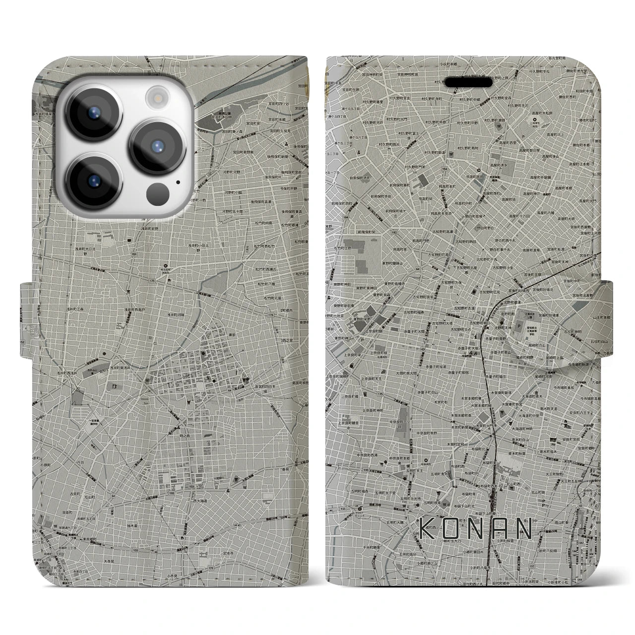 【江南（愛知県）】地図柄iPhoneケース（手帳タイプ）