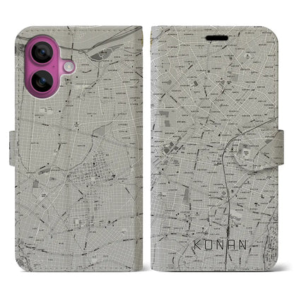 【江南（愛知県）】地図柄iPhoneケース（手帳タイプ）モノトーン・iPhone 16 Pro 用