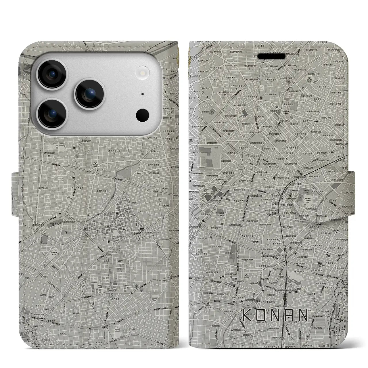 【江南（愛知県）】地図柄iPhoneケース（手帳タイプ）