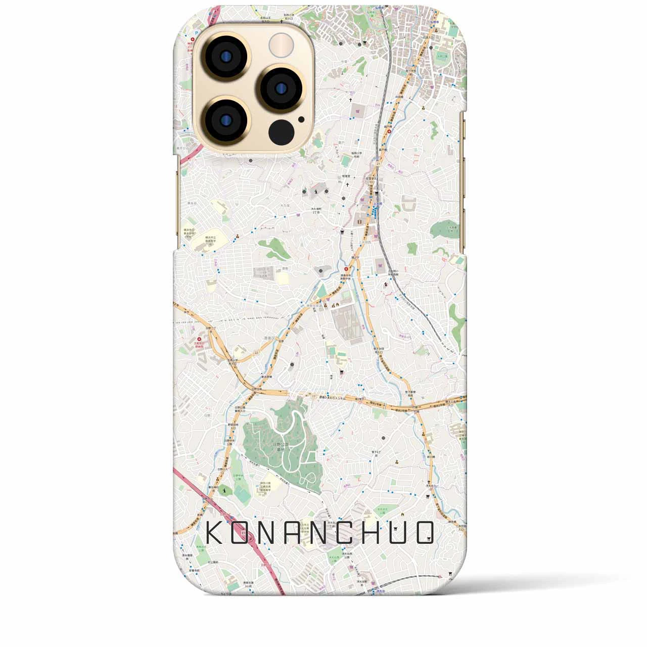 【港南中央（神奈川県）】地図柄iPhoneケース（バックカバータイプ）