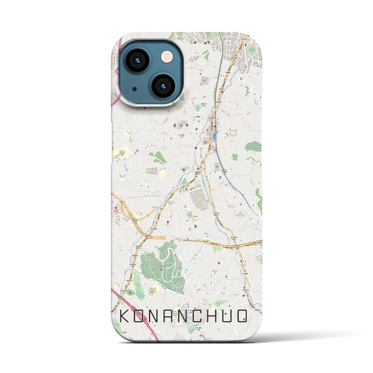 【港南中央（神奈川県）】地図柄iPhoneケース（バックカバータイプ）