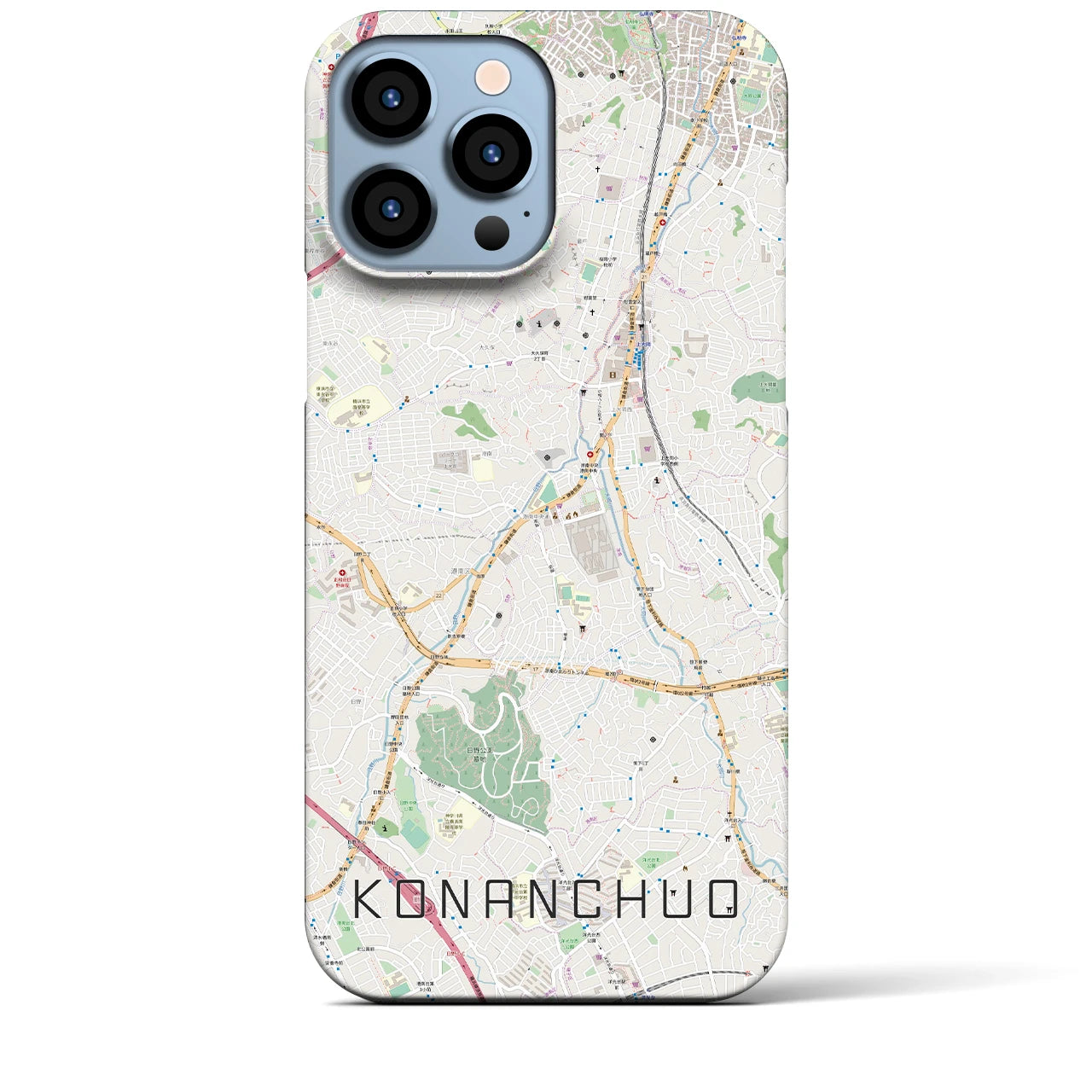 【港南中央（神奈川県）】地図柄iPhoneケース（バックカバータイプ）
