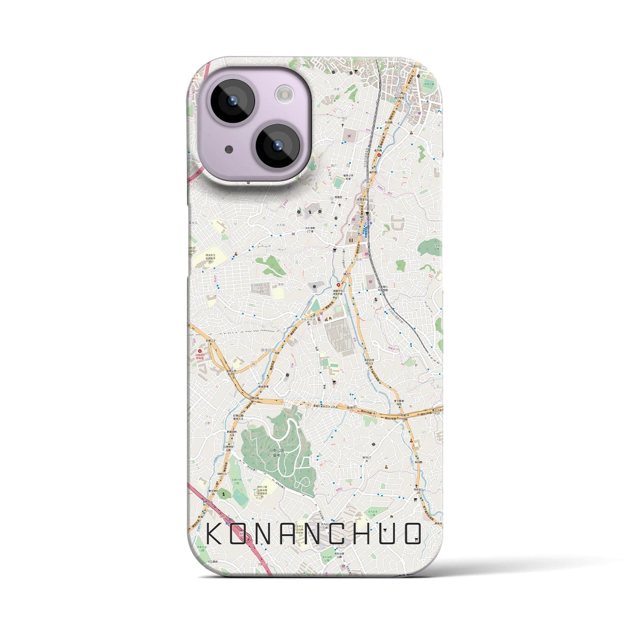 【港南中央（神奈川県）】地図柄iPhoneケース（バックカバータイプ）