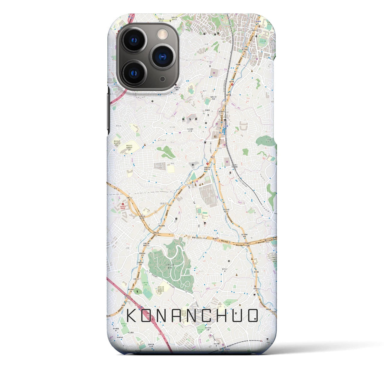 【港南中央（神奈川県）】地図柄iPhoneケース（バックカバータイプ）