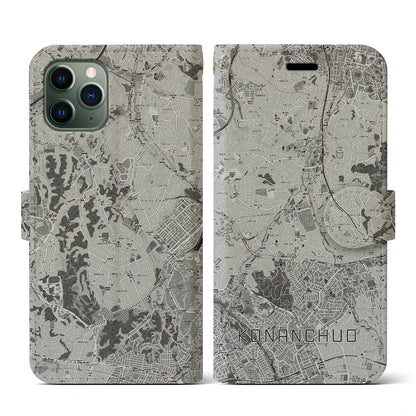 【港南中央（神奈川県）】地図柄iPhoneケース（手帳タイプ）モノトーン・iPhone 11 Pro 用