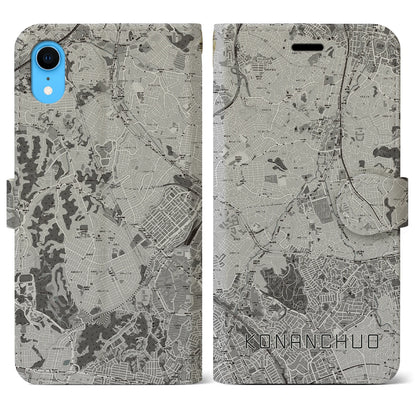 【港南中央（神奈川県）】地図柄iPhoneケース（手帳タイプ）モノトーン・iPhone XR 用