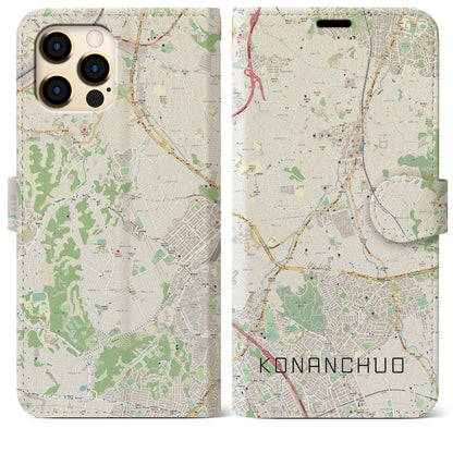 【港南中央（神奈川県）】地図柄iPhoneケース（手帳タイプ）ナチュラル・iPhone 12 Pro Max 用