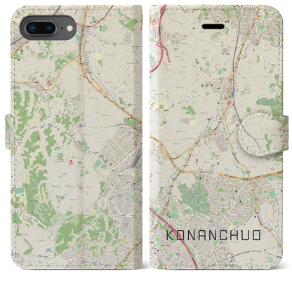 【港南中央（神奈川県）】地図柄iPhoneケース（手帳タイプ）ナチュラル・iPhone 8Plus /7Plus / 6sPlus / 6Plus 用