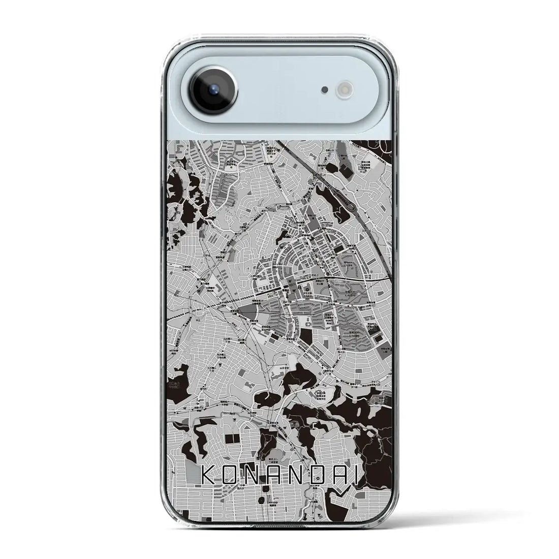 【港南台（神奈川県）】地図柄iPhoneケース（クリアタイプ）モノトーン・iPhone 17 Pro Max 用