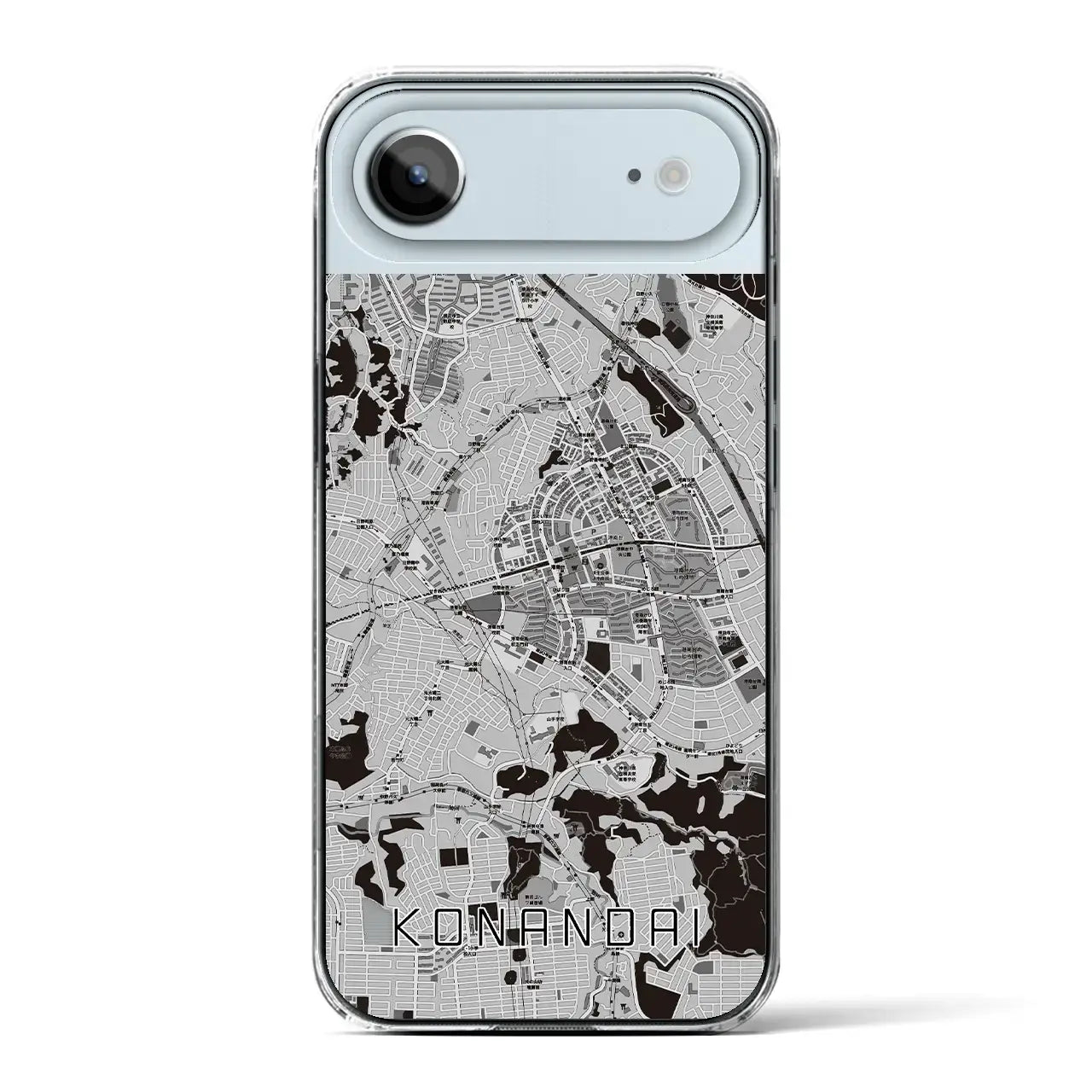 【港南台（神奈川県）】地図柄iPhoneケース（クリアタイプ）モノトーン・iPhone 17 Pro Max 用