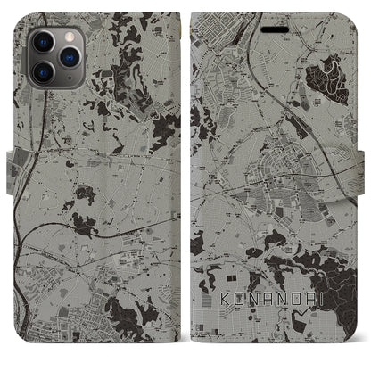 【港南台（神奈川県）】地図柄iPhoneケース（手帳タイプ）モノトーン・iPhone 11 Pro Max 用