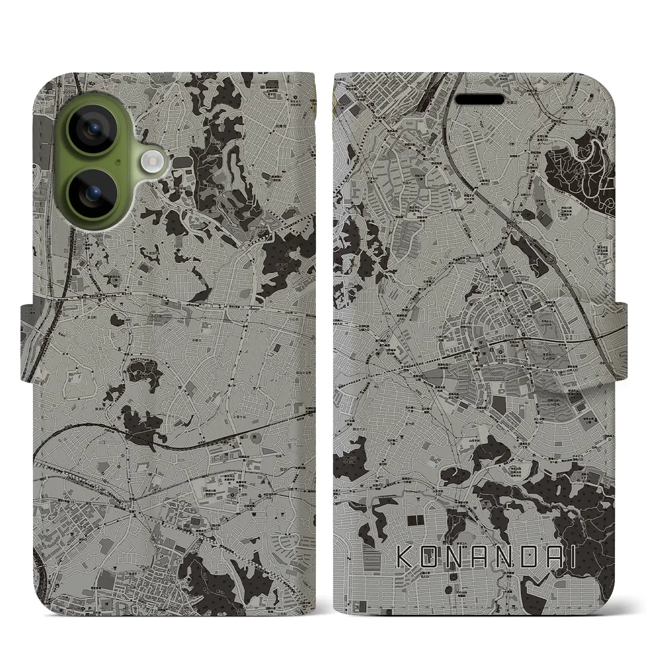 【港南台（神奈川県）】地図柄iPhoneケース（手帳タイプ）