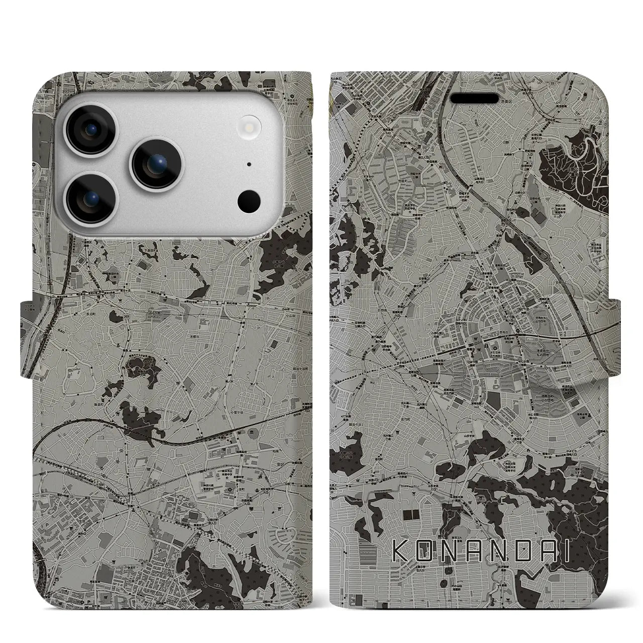 【港南台（神奈川県）】地図柄iPhoneケース（手帳タイプ）