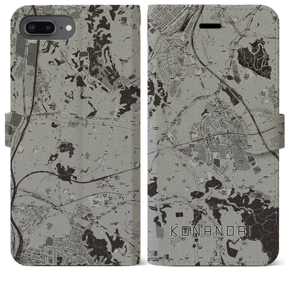 【港南台（神奈川県）】地図柄iPhoneケース（手帳タイプ）モノトーン・iPhone 8Plus /7Plus / 6sPlus / 6Plus 用