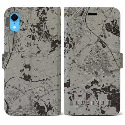 【港南台（神奈川県）】地図柄iPhoneケース（手帳タイプ）モノトーン・iPhone XR 用