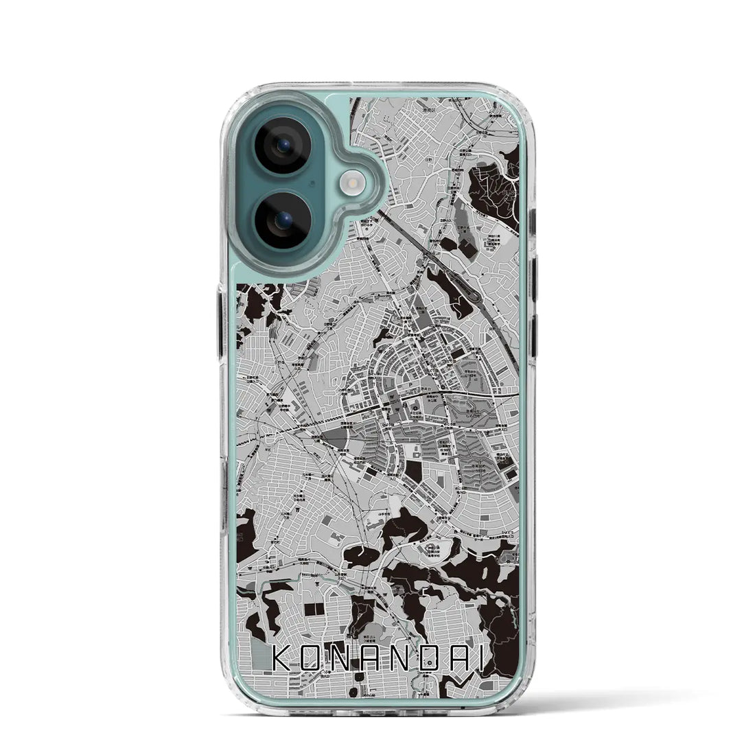 【港南台（神奈川県）】地図柄iPhoneケース（MagSafeタイプ）モノトーン・iPhone 16 Pro 用