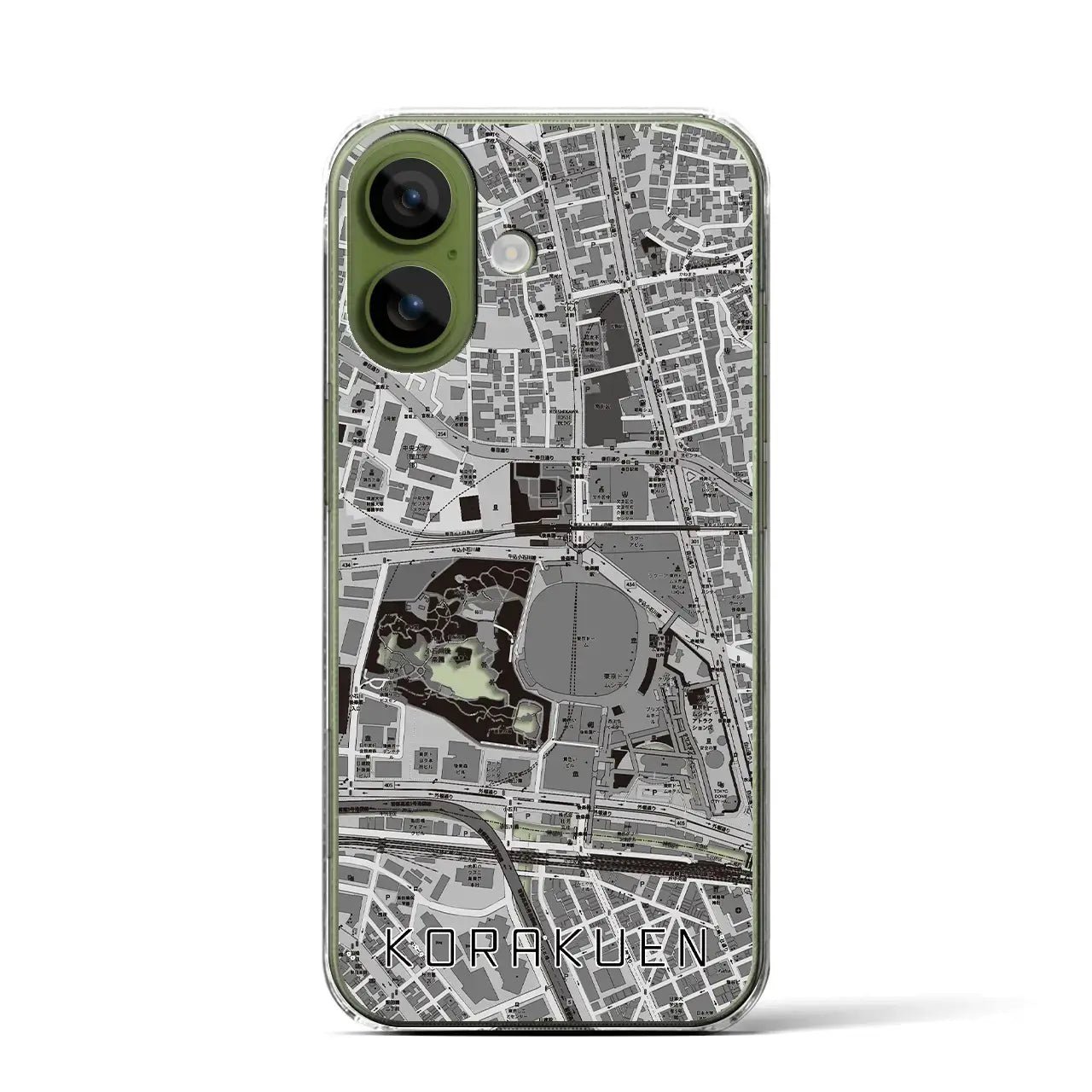 【後楽園（東京都）】地図柄iPhoneケース（クリアタイプ）モノトーン・iPhone 17 Pro Max 用