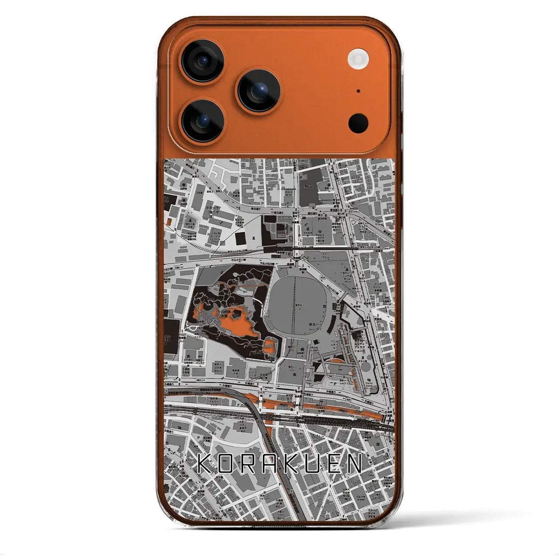 【後楽園（東京都）】地図柄iPhoneケース（クリアタイプ）モノトーン・iPhone 17 Pro Max 用