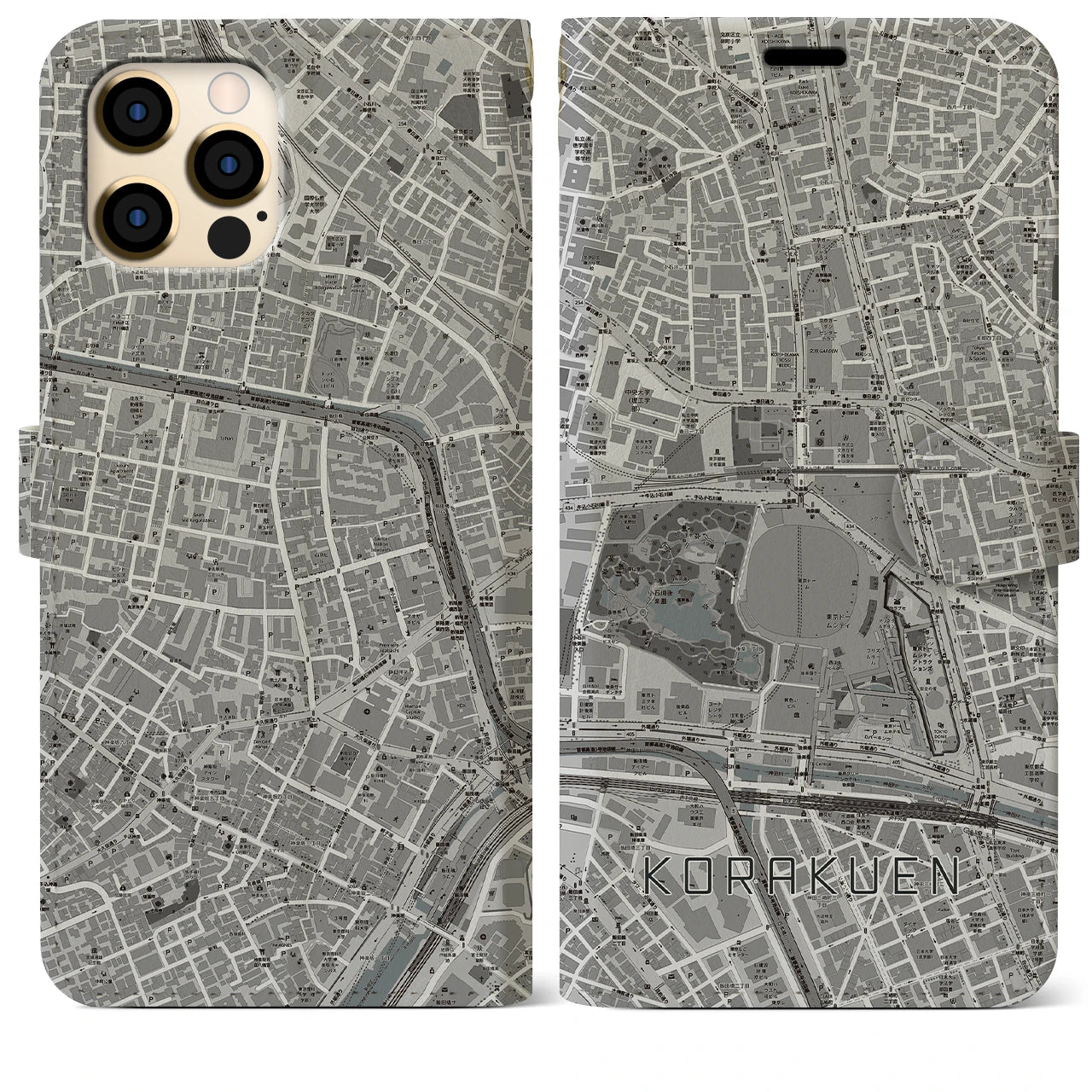 【後楽園（東京都）】地図柄iPhoneケース（手帳タイプ）