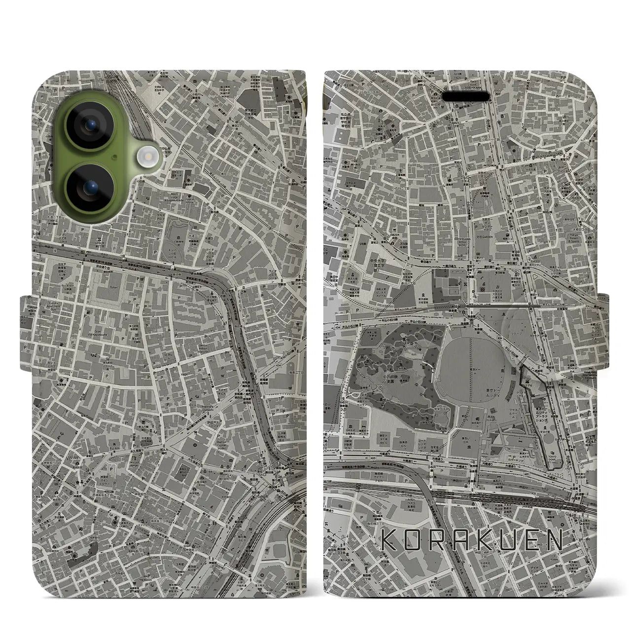 【後楽園（東京都）】地図柄iPhoneケース（手帳タイプ）