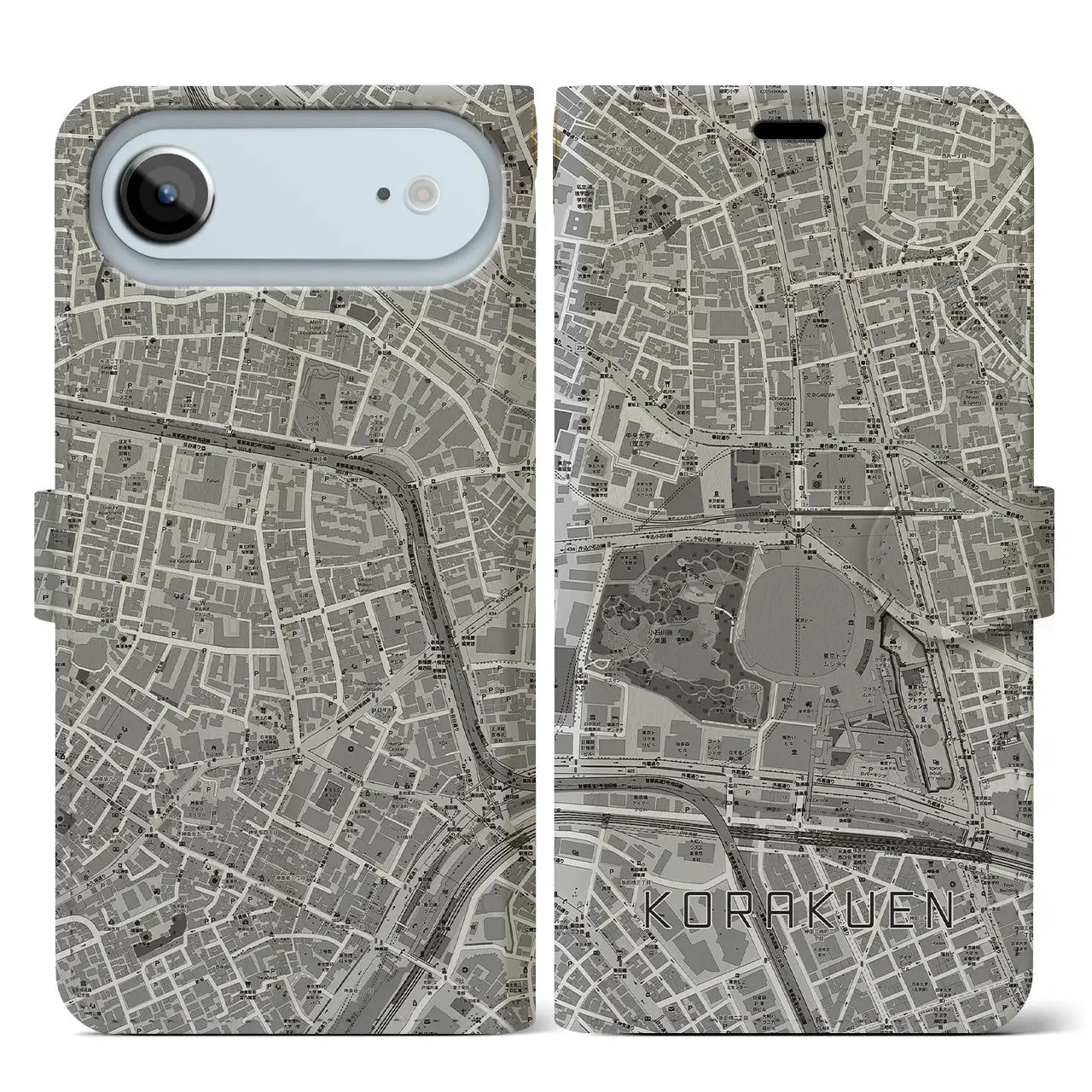 【後楽園（東京都）】地図柄iPhoneケース（手帳タイプ）