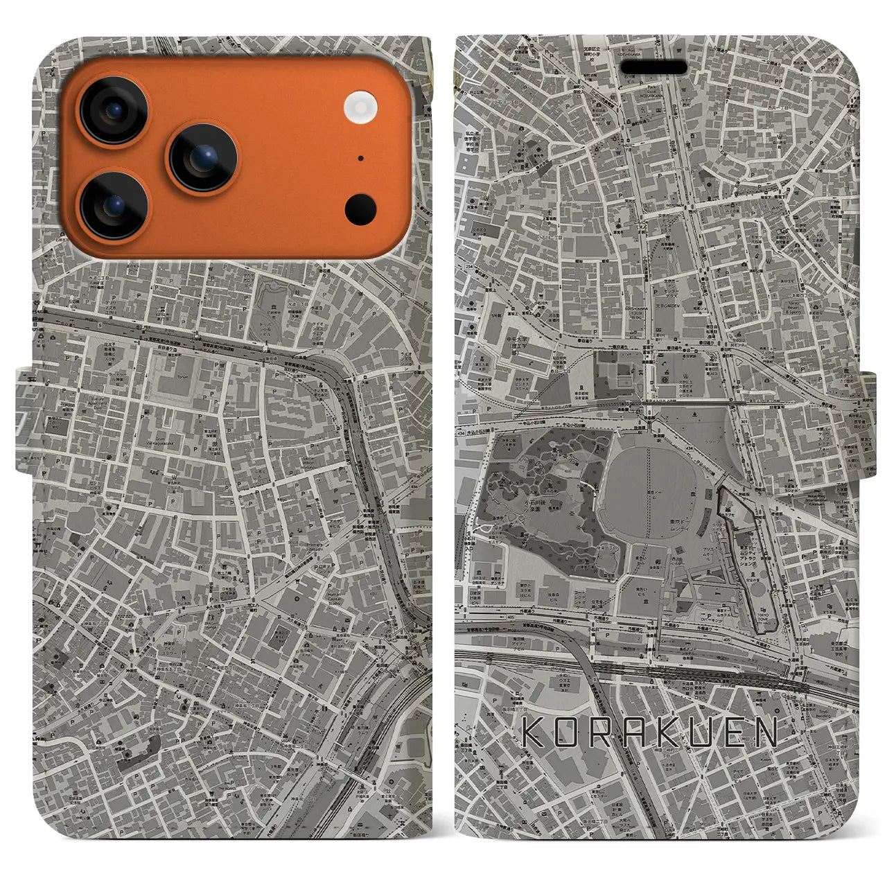 【後楽園（東京都）】地図柄iPhoneケース（手帳タイプ）