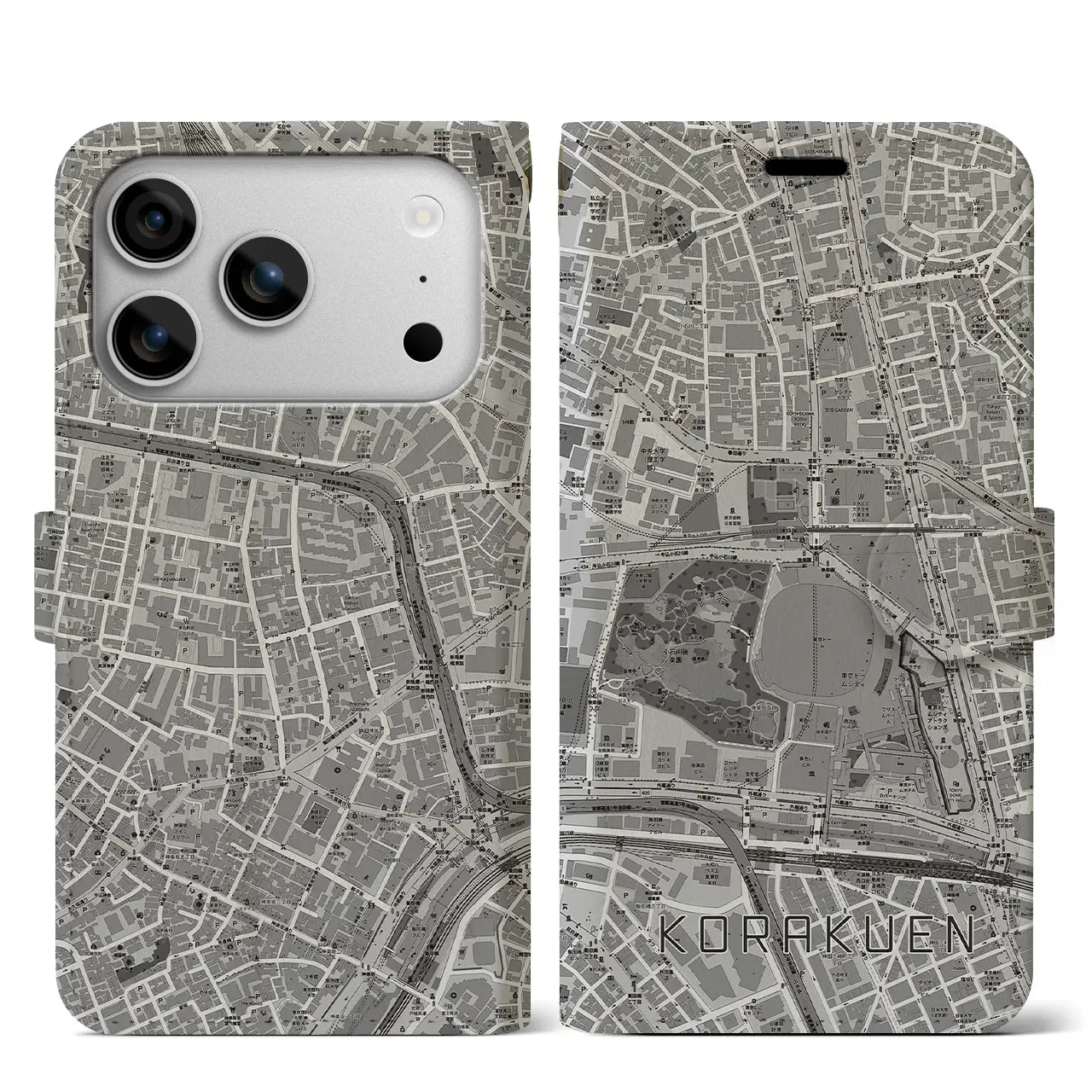 【後楽園（東京都）】地図柄iPhoneケース（手帳タイプ）