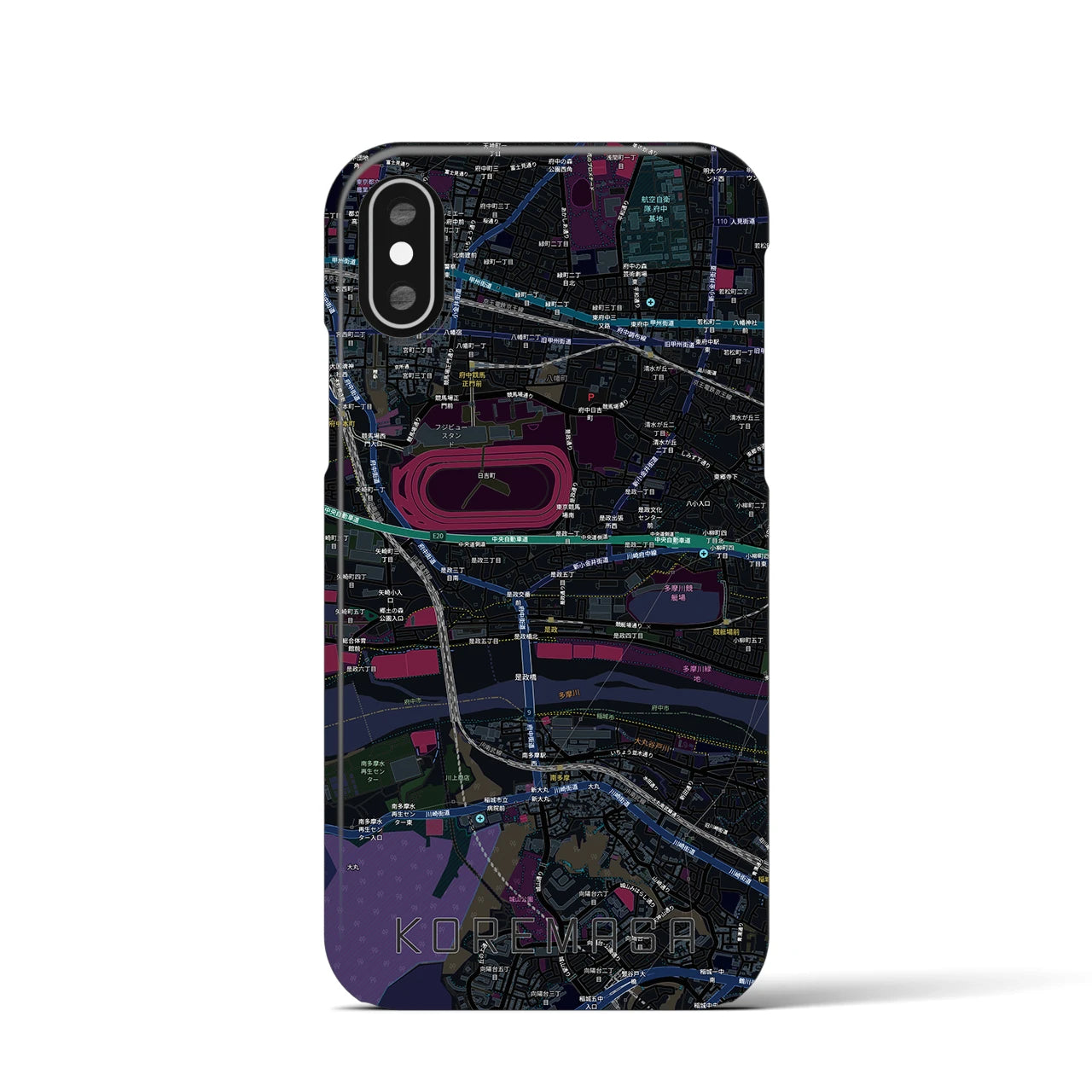 【是政】地図柄iPhoneケース（バックカバータイプ・ブラック）iPhone XS / X 用