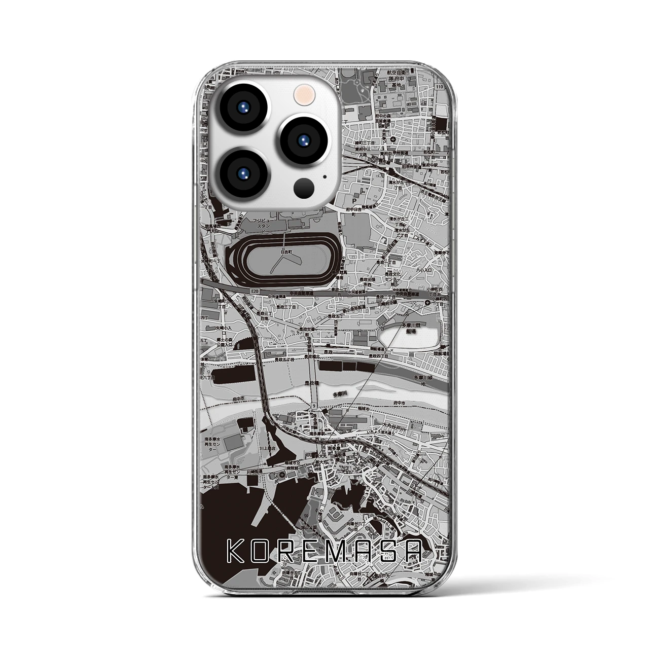 【是政（東京都）】地図柄iPhoneケース（クリアタイプ）