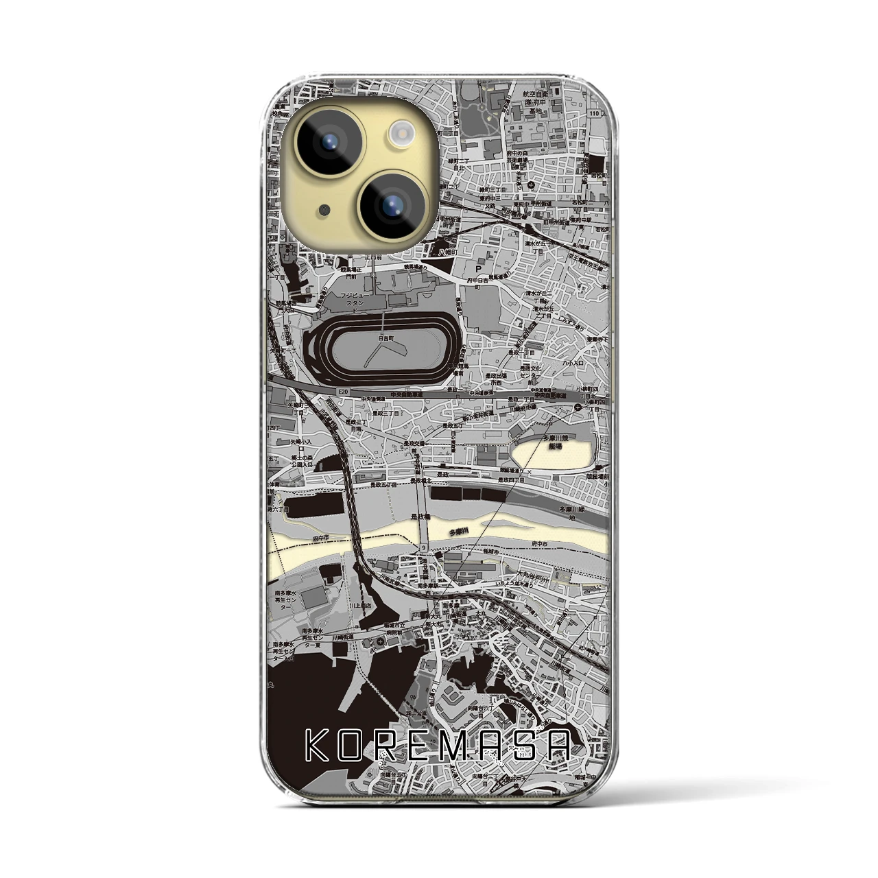 【是政（東京都）】地図柄iPhoneケース（クリアタイプ）