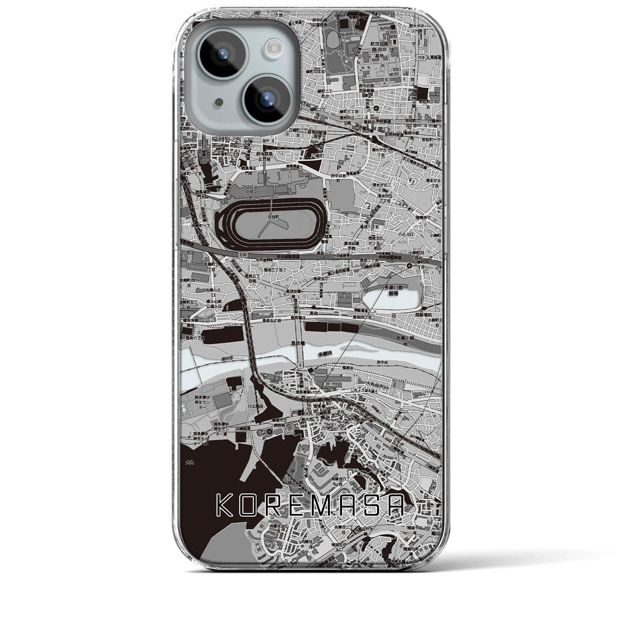 【是政（東京都）】地図柄iPhoneケース（クリアタイプ）