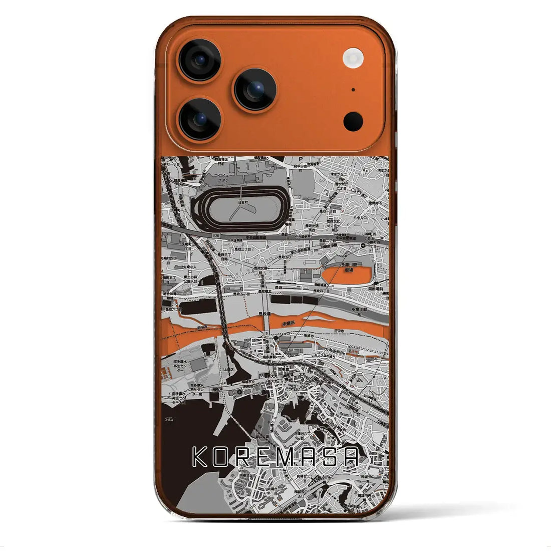 【是政(東京都)】地図柄iPhoneケース(クリアタイプ)モノトーン・iPhone 17 Pro Max 用