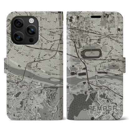 【是政（東京都）】地図柄iPhoneケース（手帳タイプ）モノトーン・iPhone 16 用