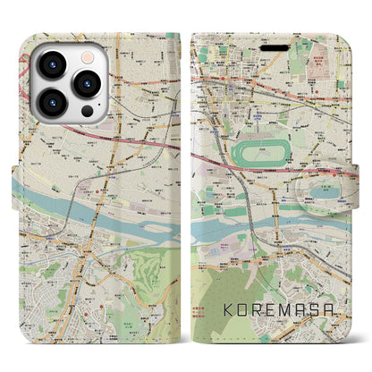 【是政（東京都）】地図柄iPhoneケース（手帳タイプ）ナチュラル・iPhone 13 Pro 用