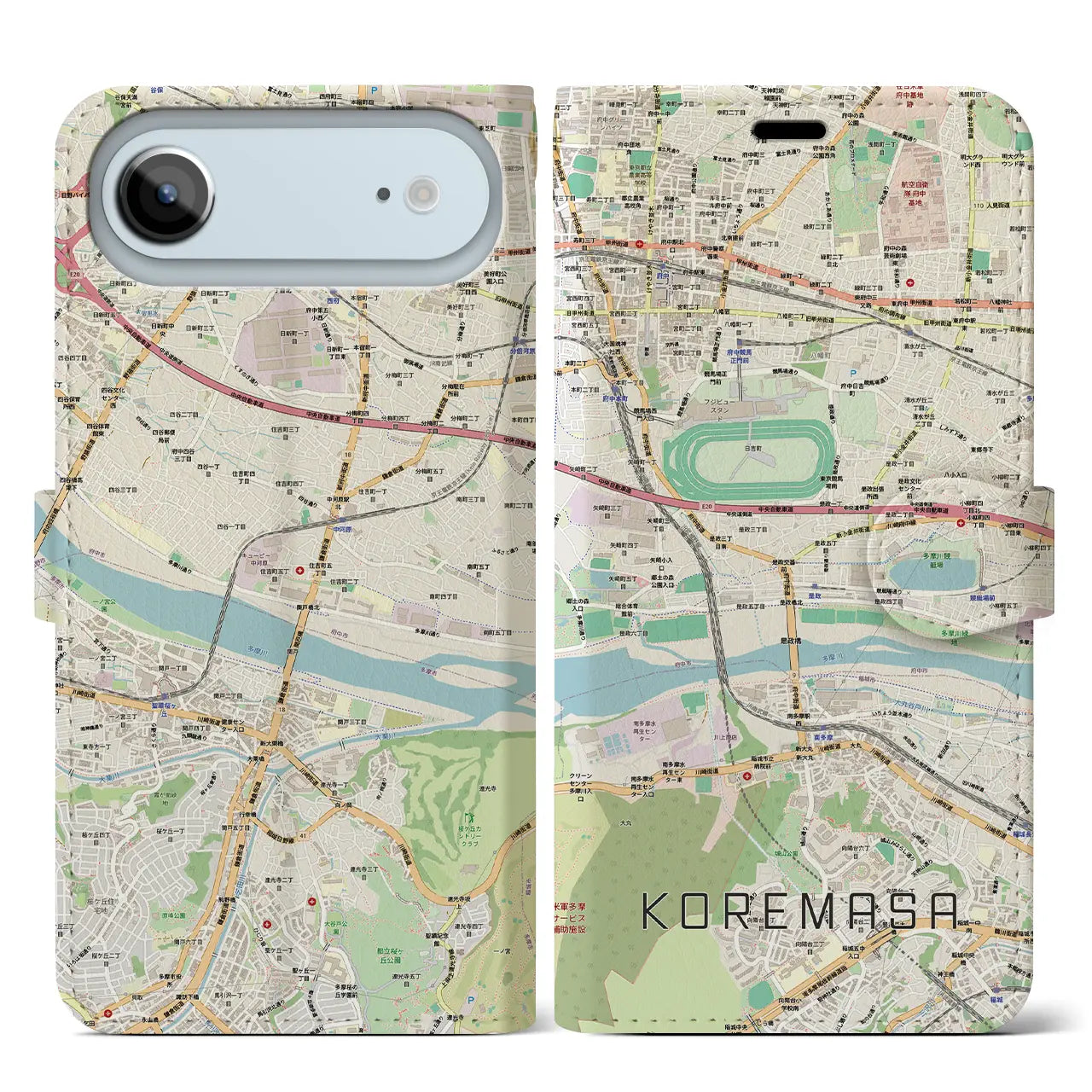 【是政（東京都）】地図柄iPhoneケース（手帳タイプ）