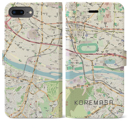 【是政（東京都）】地図柄iPhoneケース（手帳タイプ）ナチュラル・iPhone 8Plus /7Plus / 6sPlus / 6Plus 用