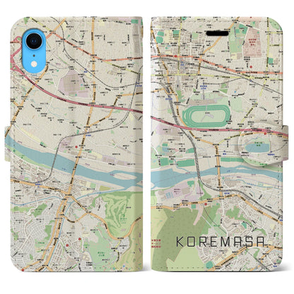 【是政（東京都）】地図柄iPhoneケース（手帳タイプ）ナチュラル・iPhone XR 用