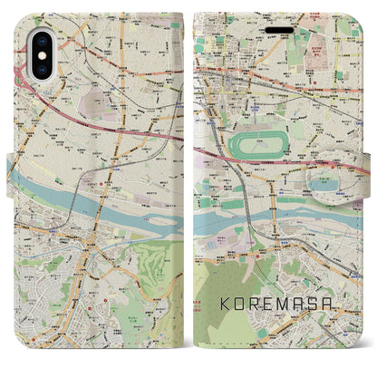 【是政（東京都）】地図柄iPhoneケース（手帳タイプ）ナチュラル・iPhone XS Max 用