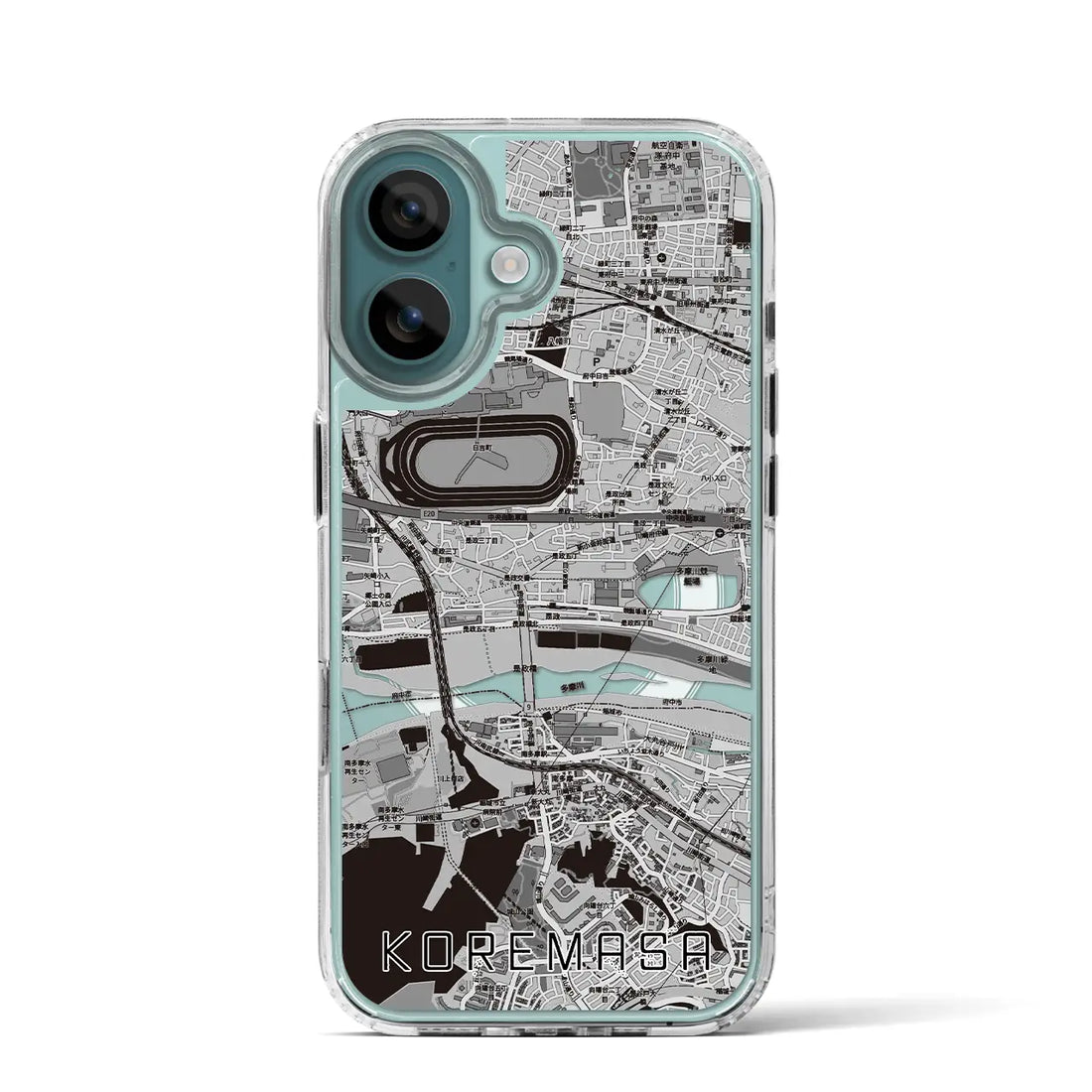 【是政（東京都）】地図柄iPhoneケース（MagSafeタイプ）モノトーン・iPhone 16 Pro 用