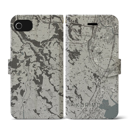 【郡元（鹿児島県）】地図柄iPhoneケース（手帳タイプ）モノトーン・iPhone SE（第3 / 第2世代） / 8 / 7 / 6s / 6 用