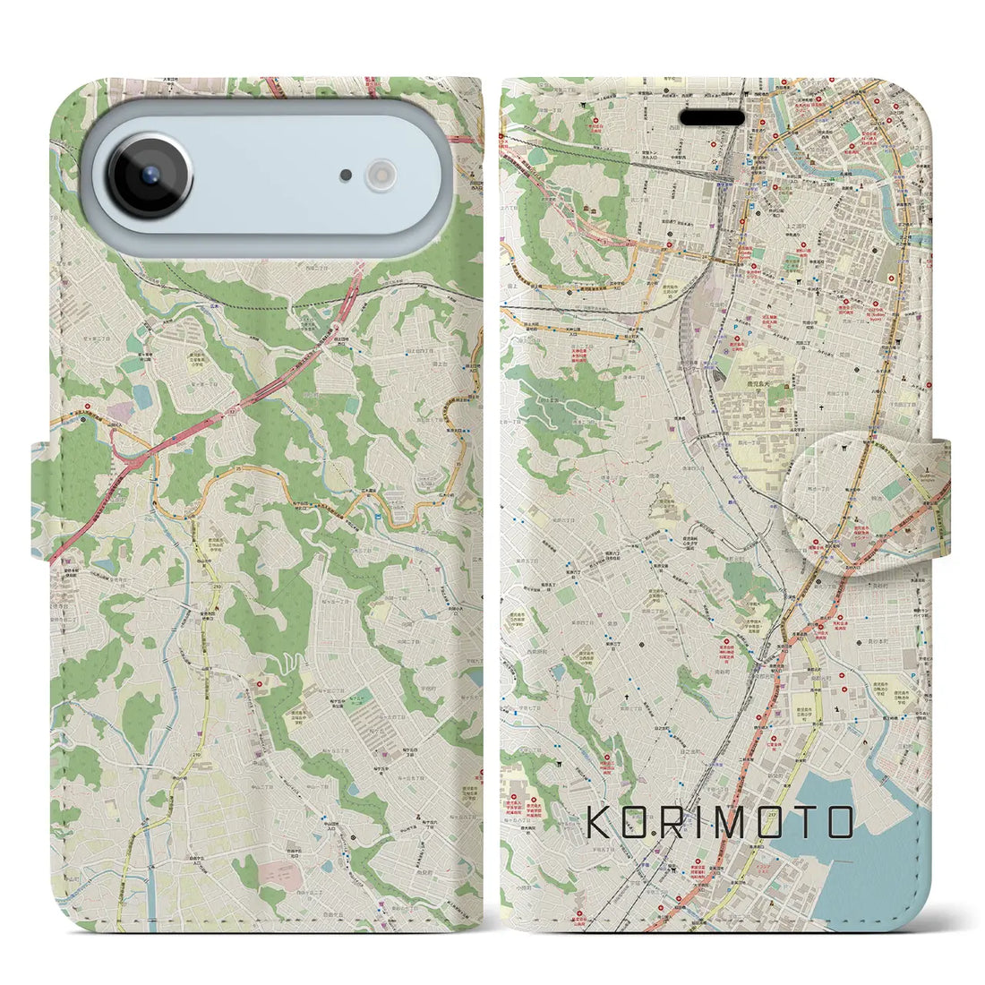 【郡元(鹿児島県)】地図柄iPhoneケース(手帳タイプ)ナチュラル・iPhone 17 Pro Max 用