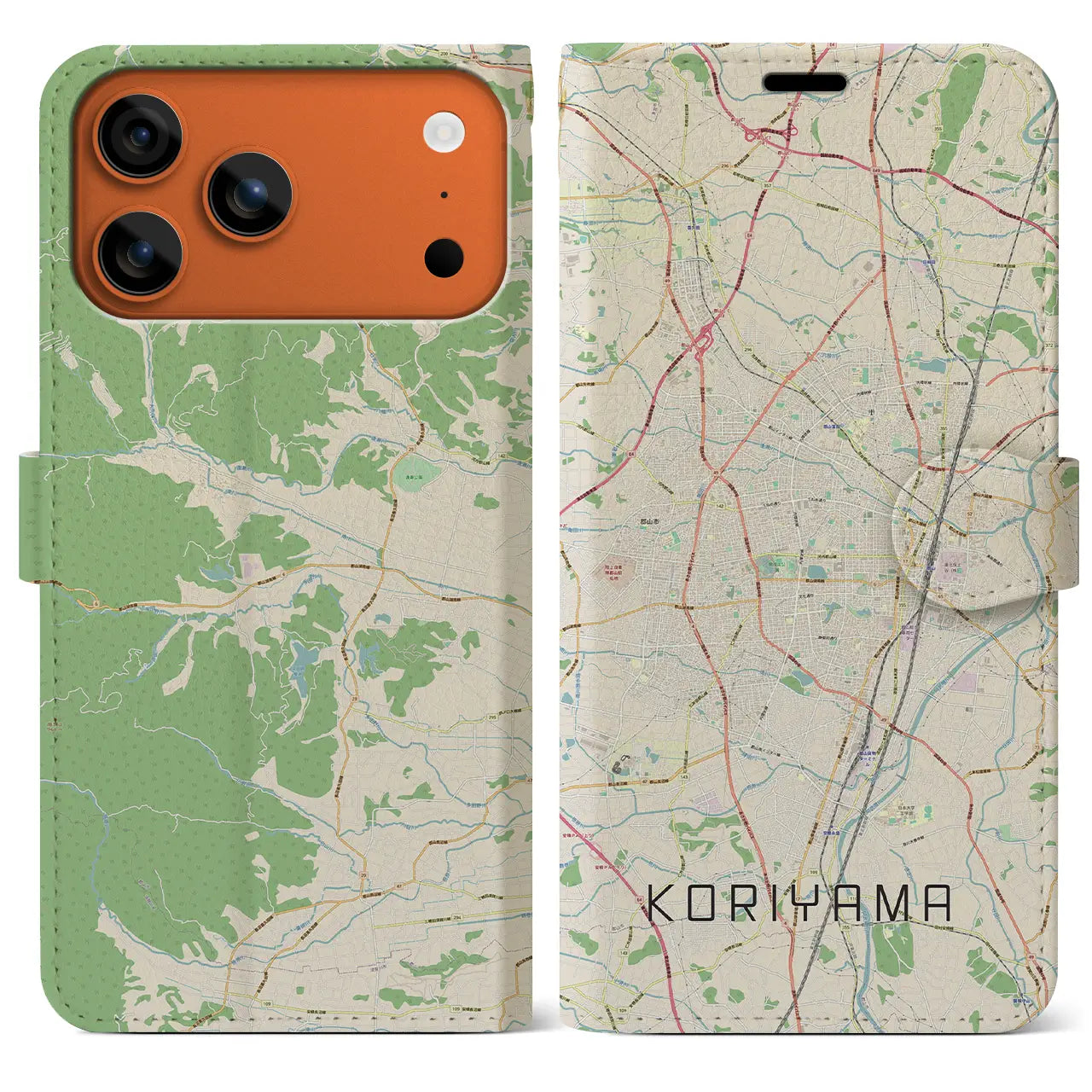 【郡山（福島県）】地図柄iPhoneケース（手帳タイプ）