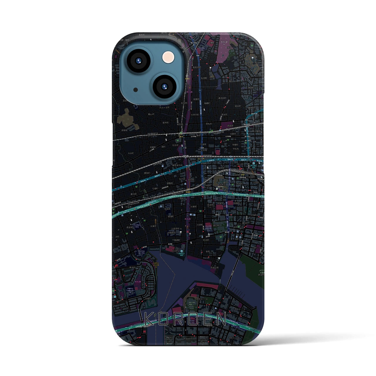 【香櫨園（兵庫県）】地図柄iPhoneケース（バックカバータイプ）