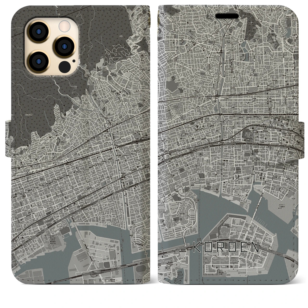 【香櫨園（兵庫県）】地図柄iPhoneケース（手帳タイプ）